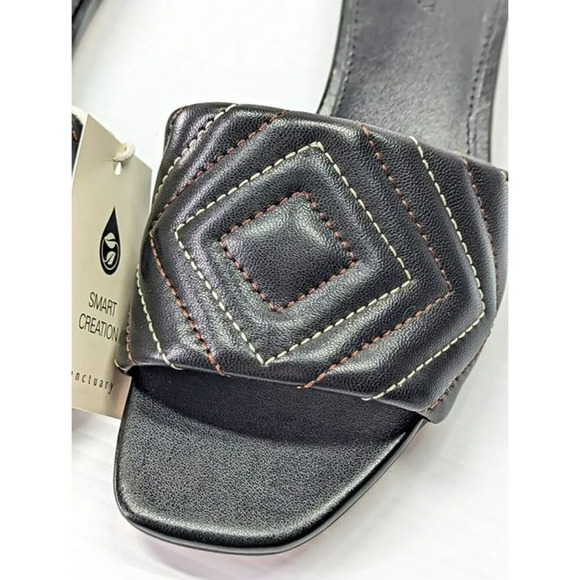 Sanctuary Women's Black Contrast Culture Leather Slide Sandal Size 6 (MSRP $99) - Picture 3 of 7